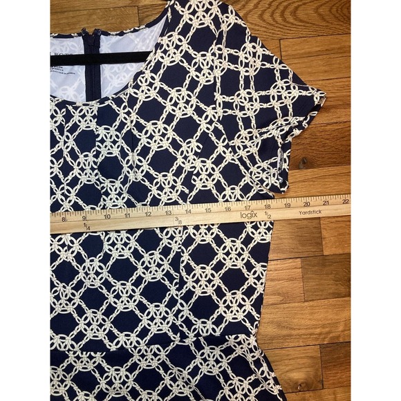 Talbots Dress Women’s Size L Blue White Nautical Rope Print Fit & Flare Preppy - Picture 10 of 11